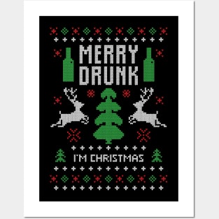 Merry Christmas Merry Drunk Im Santa Xmas Gift Ugly Posters and Art